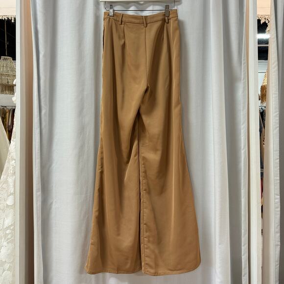 Pretty Lavish Jamie Crop Tie Knot Blouse & Wide Leg Trouser Pants Set Tan US 4 - Picture 15 of 15